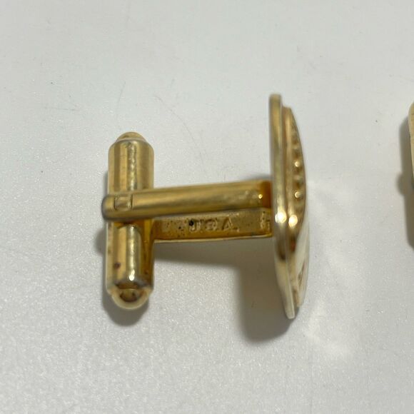 Vintage Spiedel USA Gold Tone Square Cufflinks Mid Century Men’s Jewelry - Picture 3 of 5